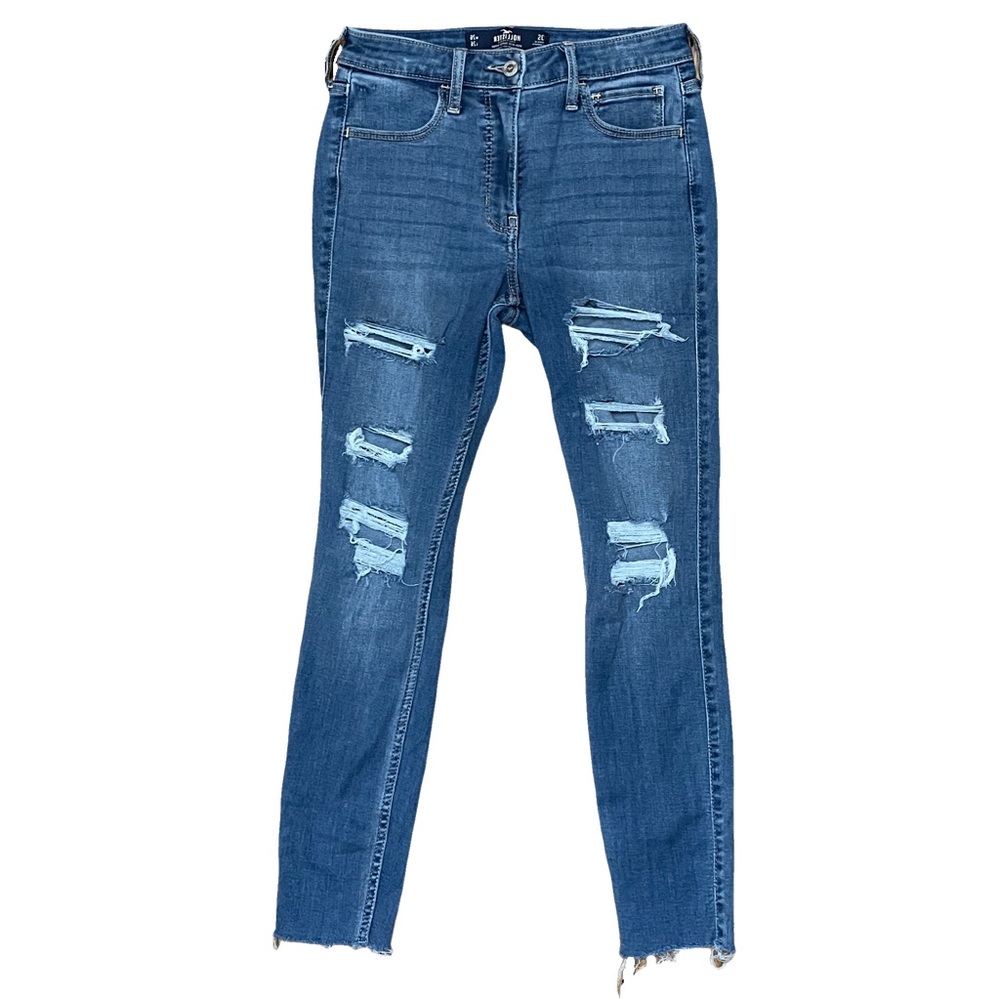 Hollister High Rise Super Skinny Jeans Size 3 Distressed Cutoff